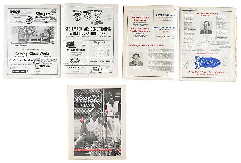 Trio of Multi-Signed Minor League Baseball Programs with Bernie Williams (Total 76 Signatures)
