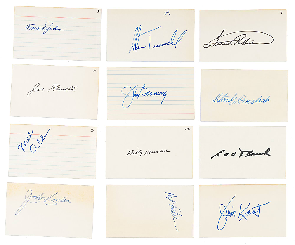 Baseball and Football Signed Index-Card Collection (489) with 28 Hall of Famers Including Dan Marino and Sandy Koufax