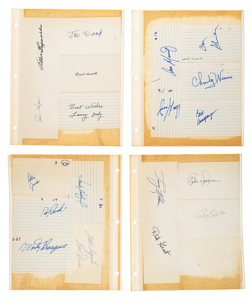 Baseball and Football Signed Index-Card Collection (489) with 28 Hall of Famers Including Dan Marino and Sandy Koufax