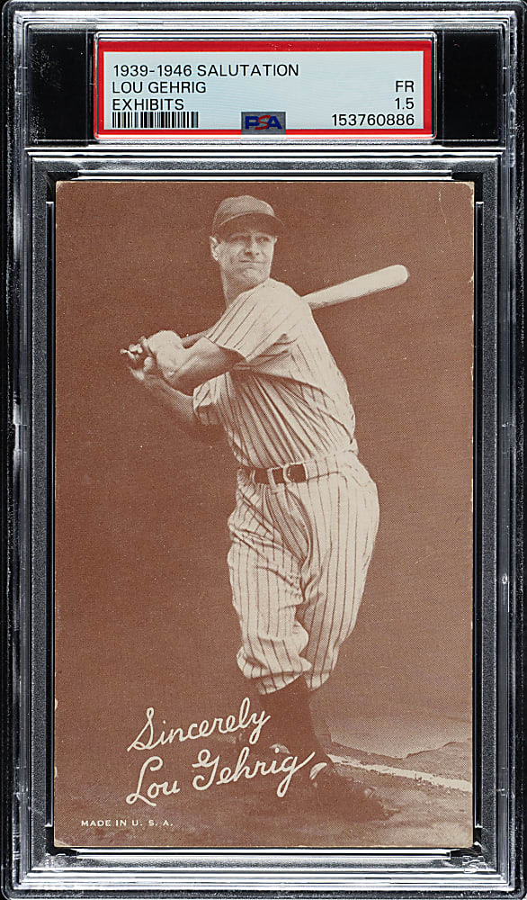 1939-1946 Salutation Exhibits Lou Gehrig PSA FAIR 1.5 - Gehrig's Final Card as a Player
