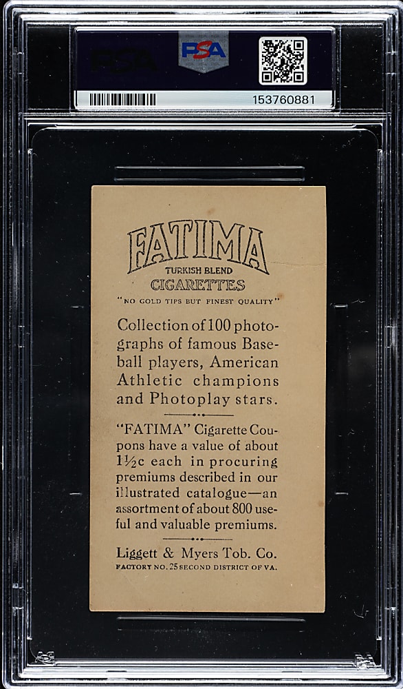 1914 T222 Fatima Cigarettes Miller Huggins PSA Authentic