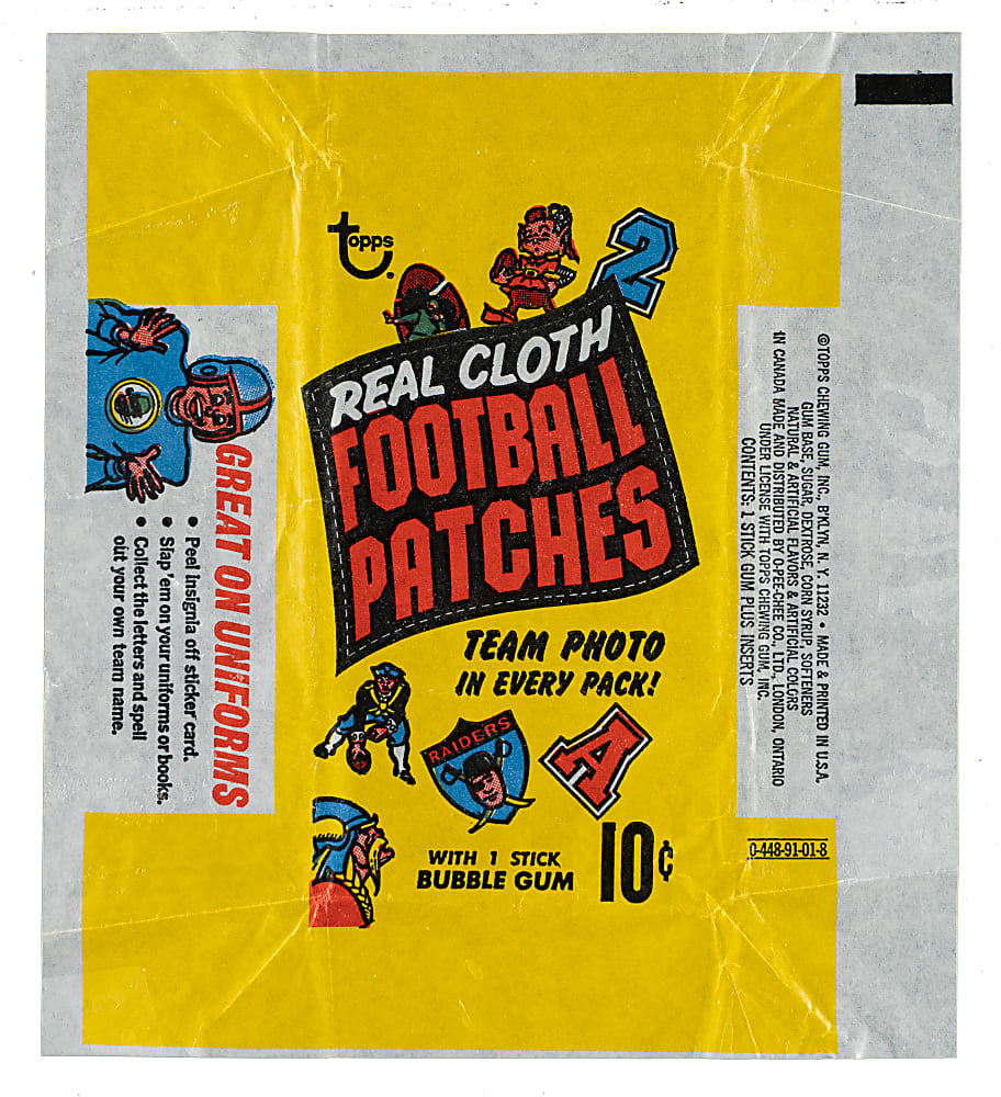 1968 Topps Football Cloth Patches Wrapper