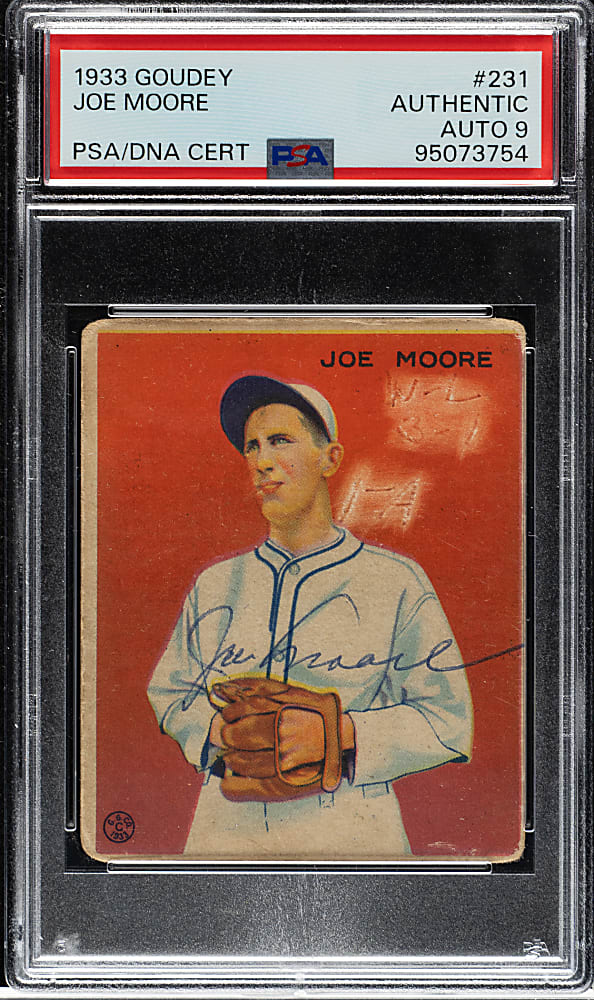 Signed 1933 R319 Goudey #231 Joe Moore PSA/DNA MINT 9