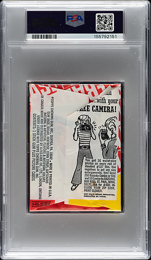 1970 Topps Unopened Wax Pack PSA EX-MT 6