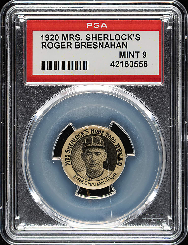 1920 Mrs. Sherlock's Bread Pin Roger Bresnahan PSA MINT 9