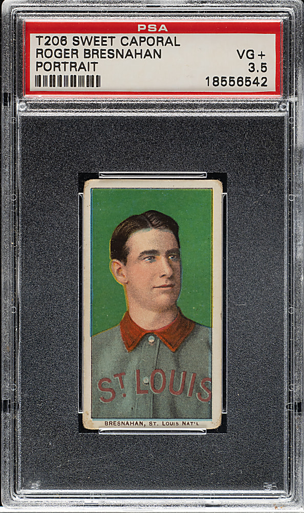 1909-1911 T206 White Border Roger Bresnahan Portrait PSA VG+ 3.5