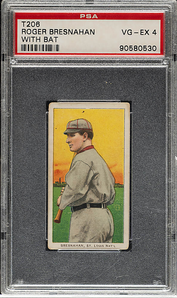 1909-1911 T206 White Border Roger Bresnahan with Bat PSA VG-EX 4