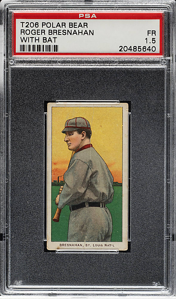 1909-1911 T206 White Border Roger Bresnahan with Bat PSA FAIR 1.5 - Polar Bear Back