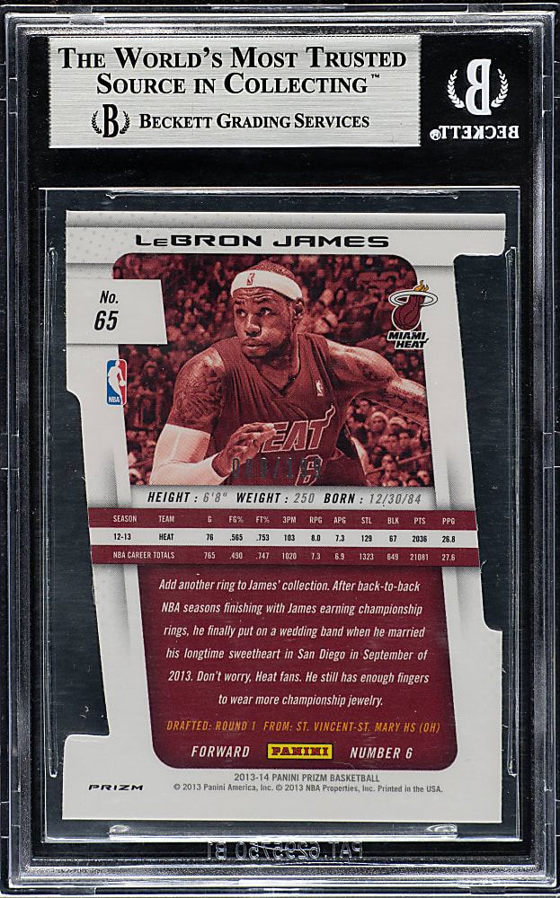 2013-2014 Panini Prizm Basketball #65 LeBron James Light Blue Prizm #89/199 BGS MINT 9