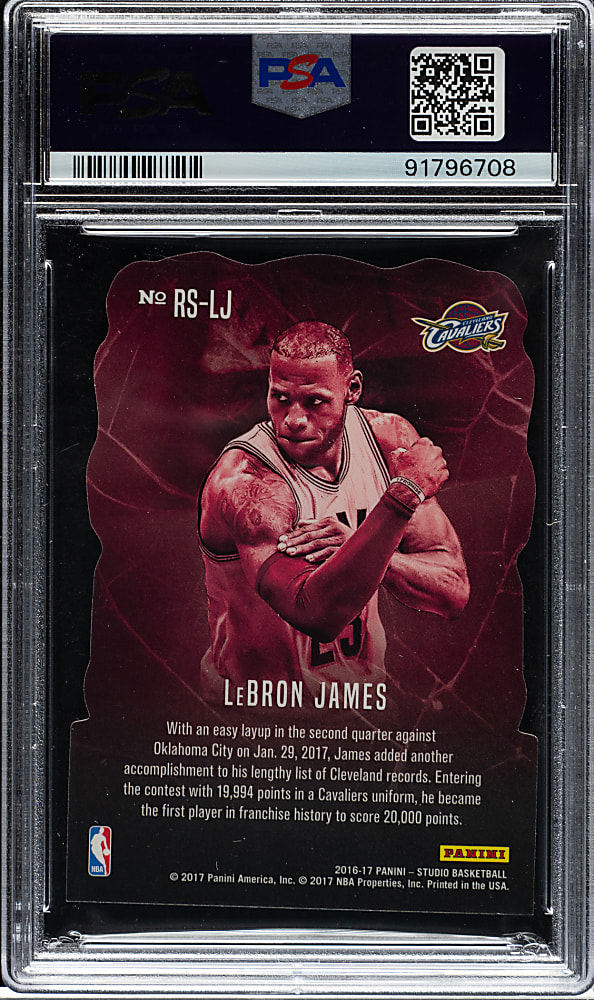 2016-2017 Panini Studio Rock Solid Basketball #RS-LJ LeBron James PSA MINT 9
