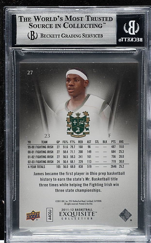 2011-2012 Upper Deck Exquisite Collection #27 LeBron James #62/99 BGS MINT 9