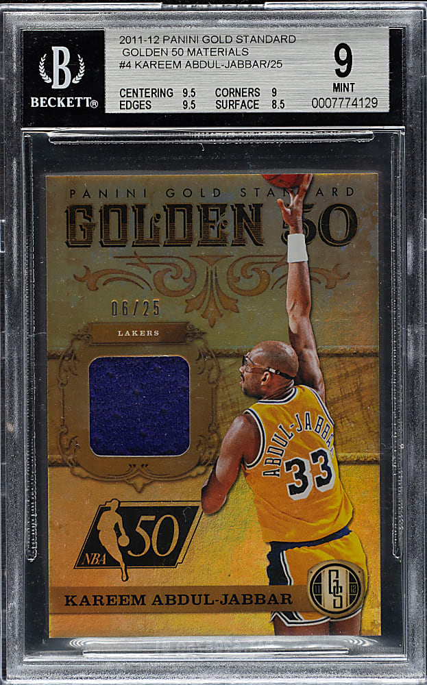 2011-2012 Panini Gold Standard Golden 50 Materials Basketball #4 Kareem Abdul-Jabbar #6/25 BGS MINT 9