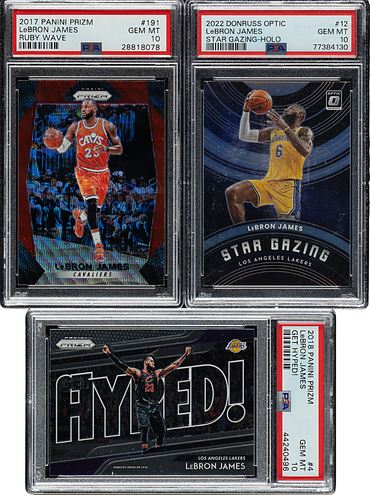 2017 to 2022 Panini and Donruss Basketball LeBron James PSA GEM MINT 10 Trio