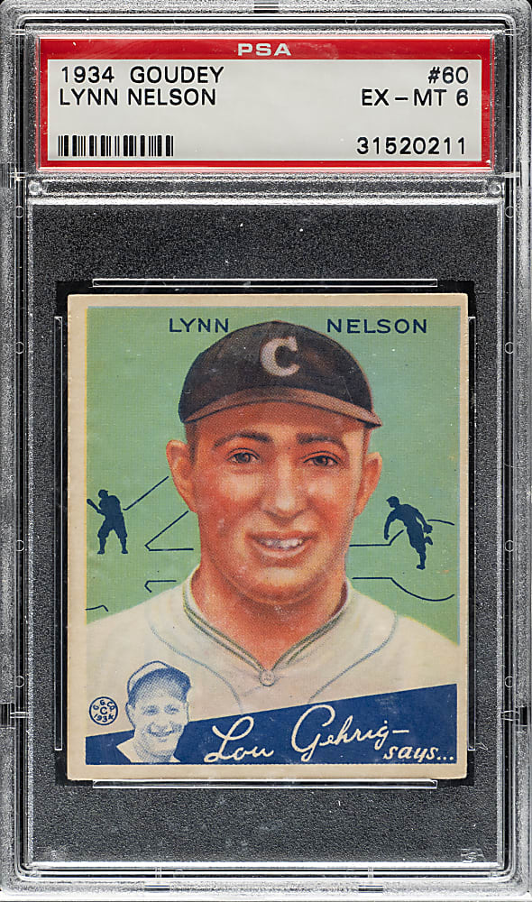 1934 R320 Goudey #60 Lynn Nelson PSA EX-MT 6