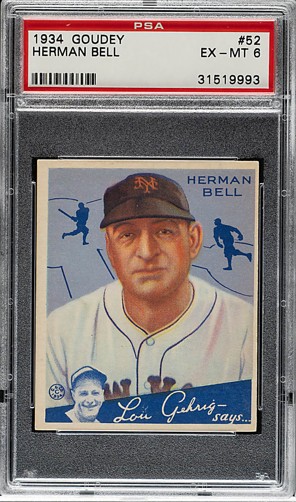 1934 R320 Goudey #52 Herman Bell PSA EX-MT 6