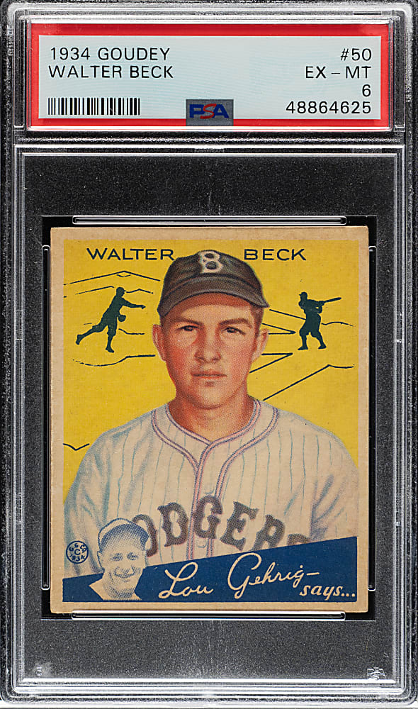 1934 R320 Goudey #50 Walter Beck PSA EX-MT 6