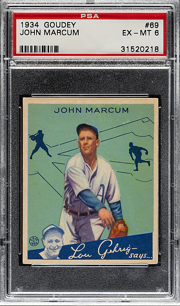 1934 R320 Goudey #69 John Marcum PSA EX-MT 6