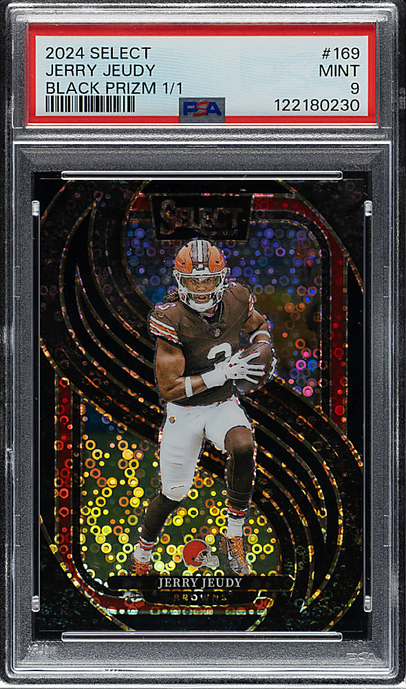 2024 Panini Select Football #169 Jerry Jeudy Black Prizm #1/1 PSA MINT 9