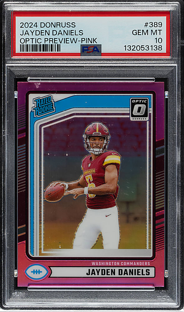 2024 Donruss Optic Preview Football #389 Jayden Daniels Pink PSA GEM MINT 10