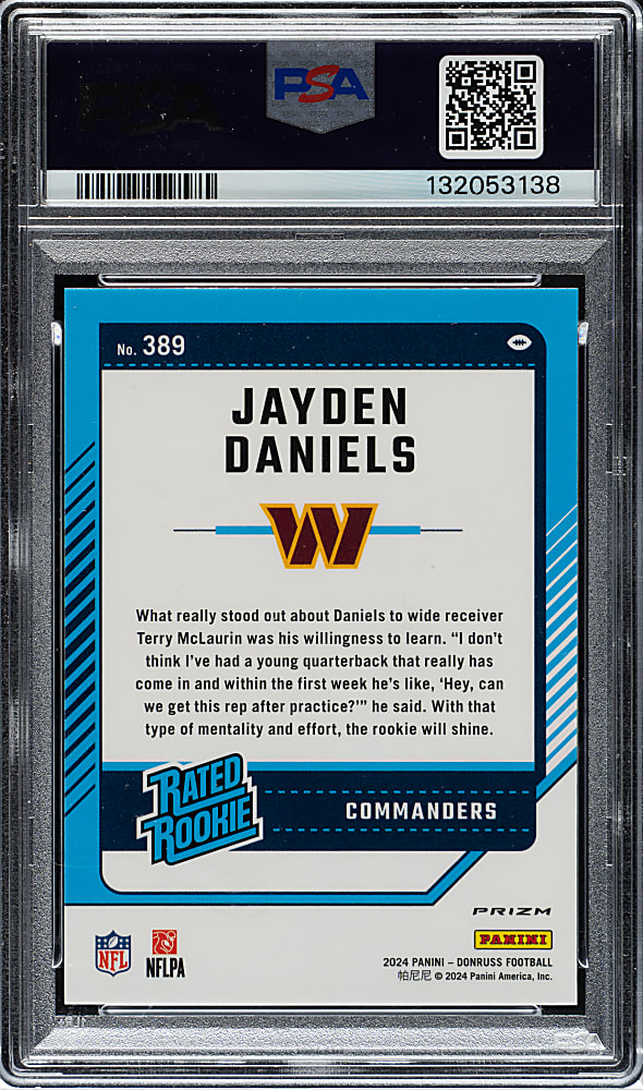 2024 Donruss Optic Preview Football #389 Jayden Daniels Pink PSA GEM MINT 10