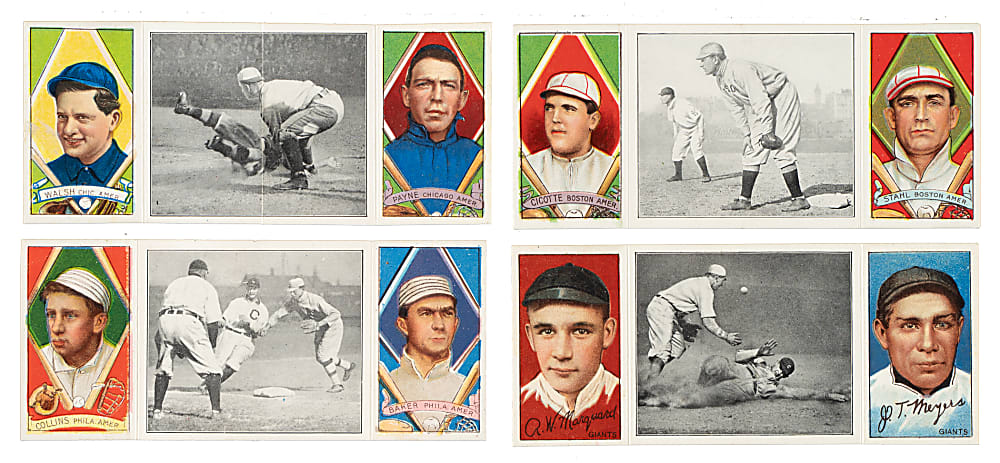 1912 T202 Hassan Triple Folder Collection (24) Including Collins, Baker, and Walsh
