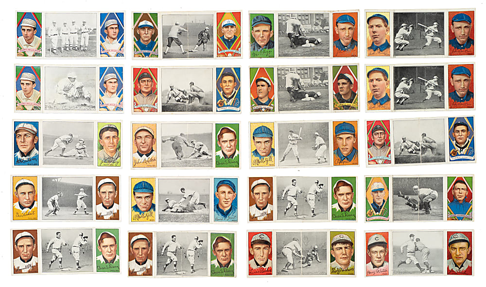 1912 T202 Hassan Triple Folder Collection (24) Including Collins, Baker, and Walsh
