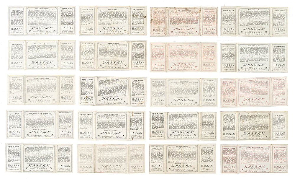 1912 T202 Hassan Triple Folder Collection (24) Including Collins, Baker, and Walsh