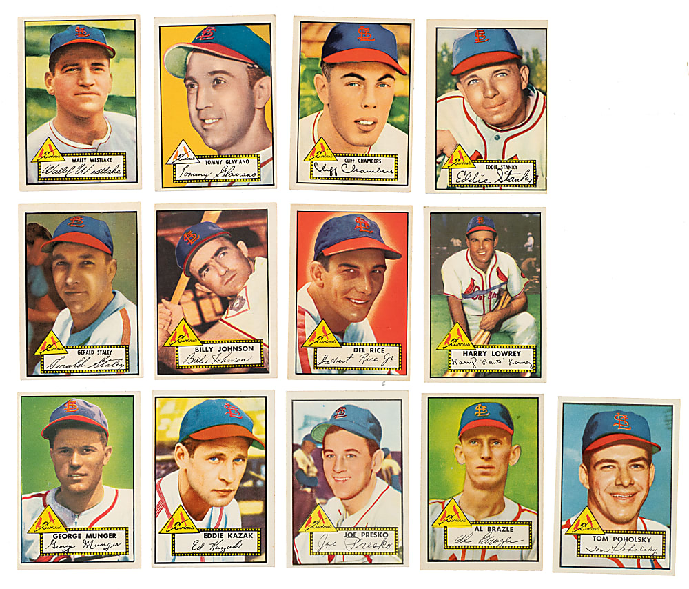 1952 Topps St. Louis Cardinals Collection (17) Including Enos Slaughter and Al Schoendienst