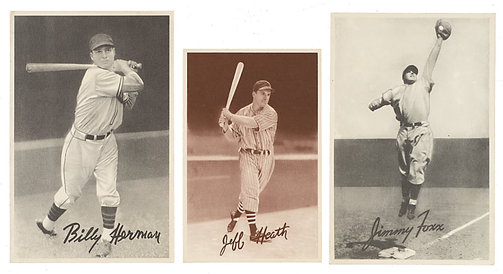 1939 R303-A and R303-B Goudey Premiums Trio: Jimmy Foxx, Billy Herman, and Jeff Heath