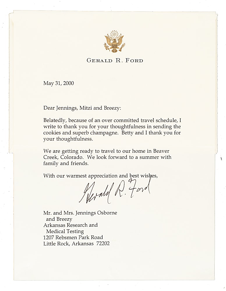 2000 Gerald Ford Signed Letter - JSA
