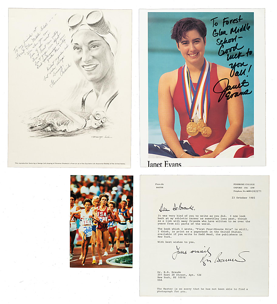 1970s to 2000s Olympian Signed Photographs, Letters, and Index Card Collection (19)