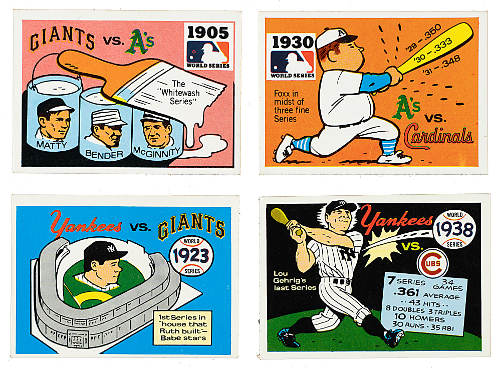 1970 and 1971 Fleer "World Series" Complete and Near-Complete Set Trio (3 Sets, 211 Cards) Plus Wrapper
