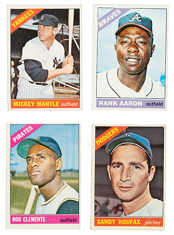 1966 Topps Partial Set (335/598) Including Mickey Mantle, Hank Aaron, Roberto Clemente, and Grant Jackson RC