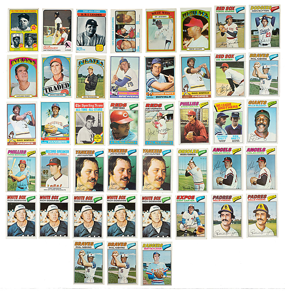 1972 to 1977 Topps Collection (447) with 57 Hall of Famers Including Dawson, Eckersley, Fisk, and Schmidt Rookies