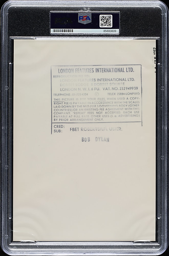 Circa 1980s Bob Dylan Original Ebet Roberts London Features International Photograph PSA/DNA Type I