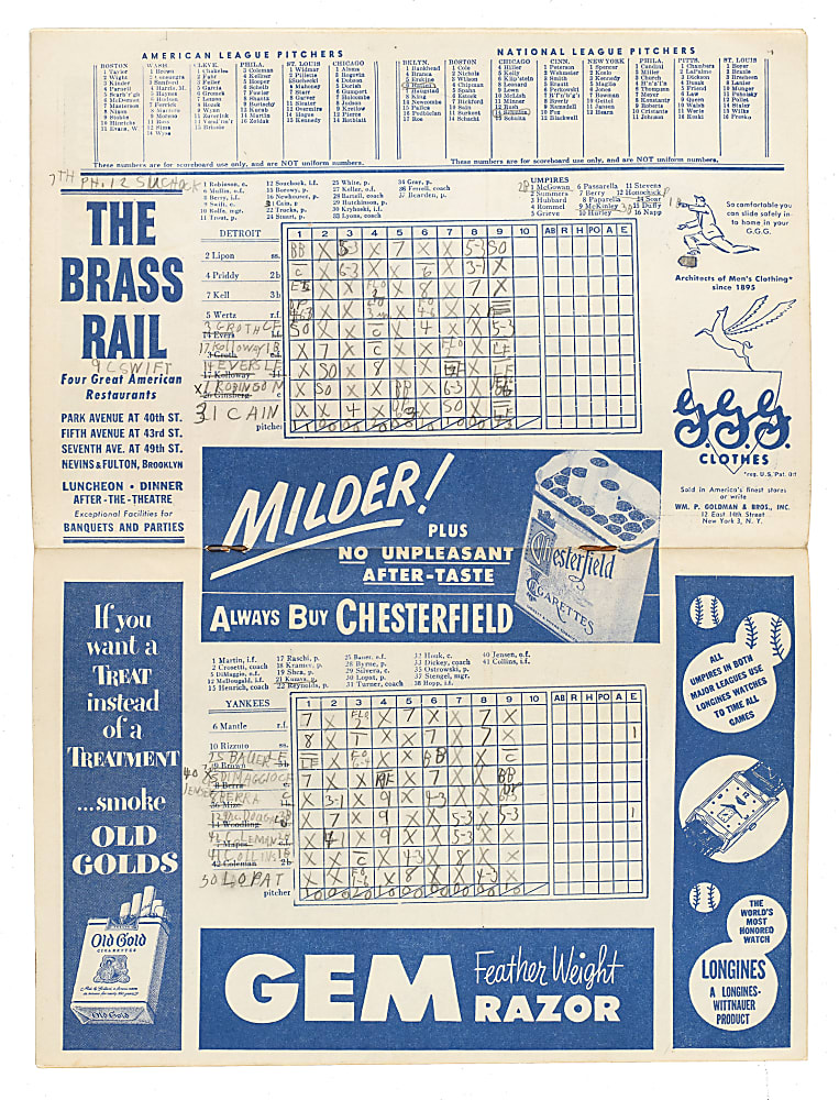 June 16, 1951 New York Yankees (vs. Detroit Tigers) Program - Mickey Mantle Rookie Season