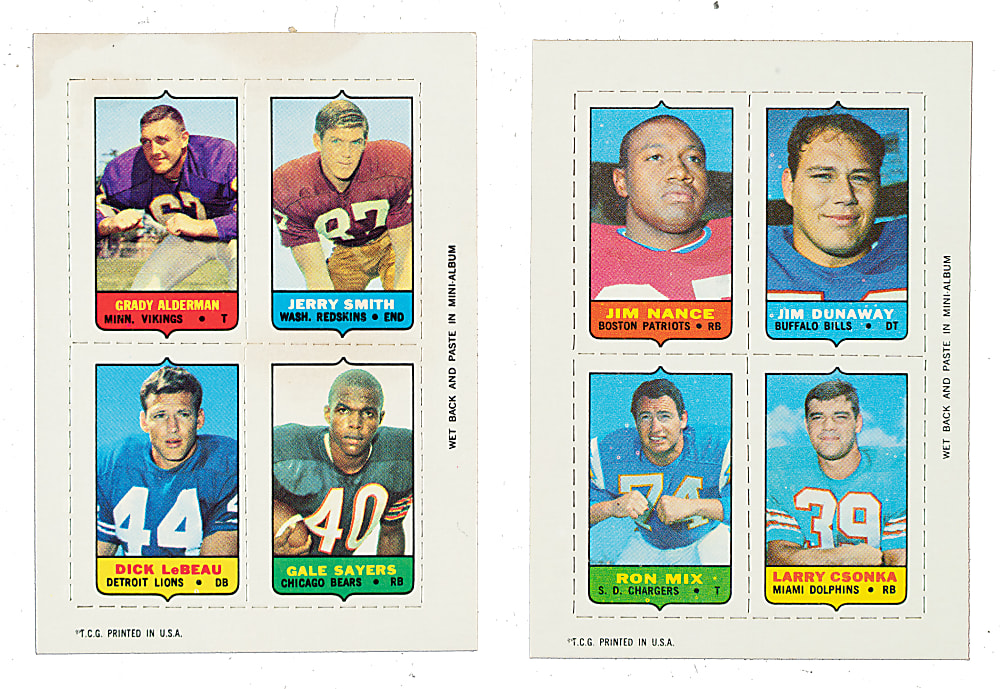1969 Topps Football 4-in-1 Complete Set (66) Plus Complete Set of Mini-Albums (26)