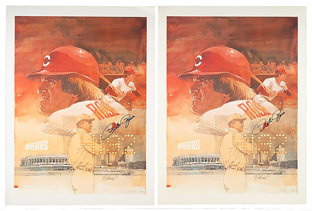 Pete Rose Signed 1985 Wheaties Poster Pair - JSA
