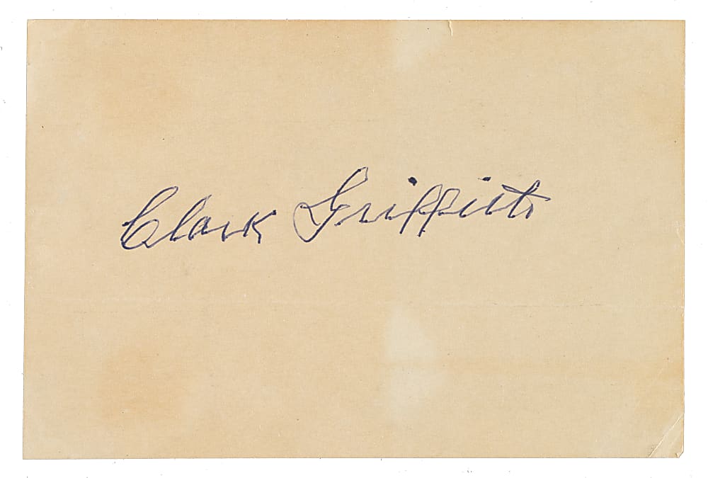 Clark Griffith Signed Index Card - JSA