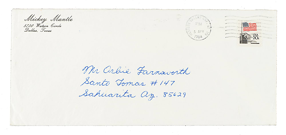1984 Mickey Mantle Signed Letter - JSA