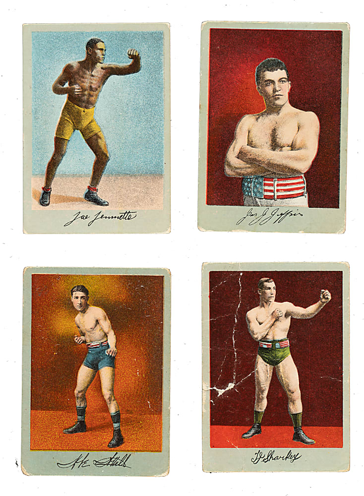 1911 T225 Khedival "Prize Fight Series 101" and "Prize Fight Series 102" Complete and Near-Complete Set Pair (2 Sets, 42 Cards)