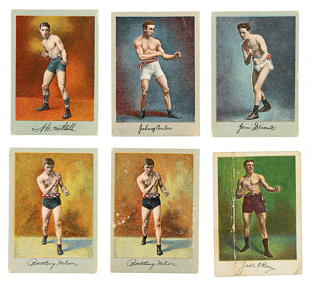1911 T225 Khedival "Prize Fight Series 101" and "Prize Fight Series 102" Complete and Near-Complete Set Pair (2 Sets, 42 Cards)