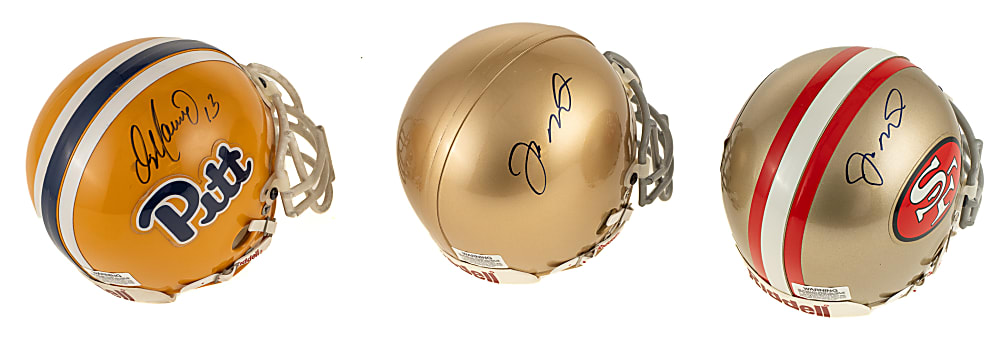 Joe Montana and Dan Marino Signed Mini Helmet Trio - JSA