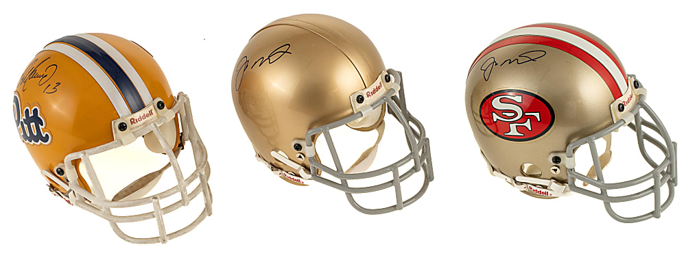 Joe Montana and Dan Marino Signed Mini Helmet Trio - JSA