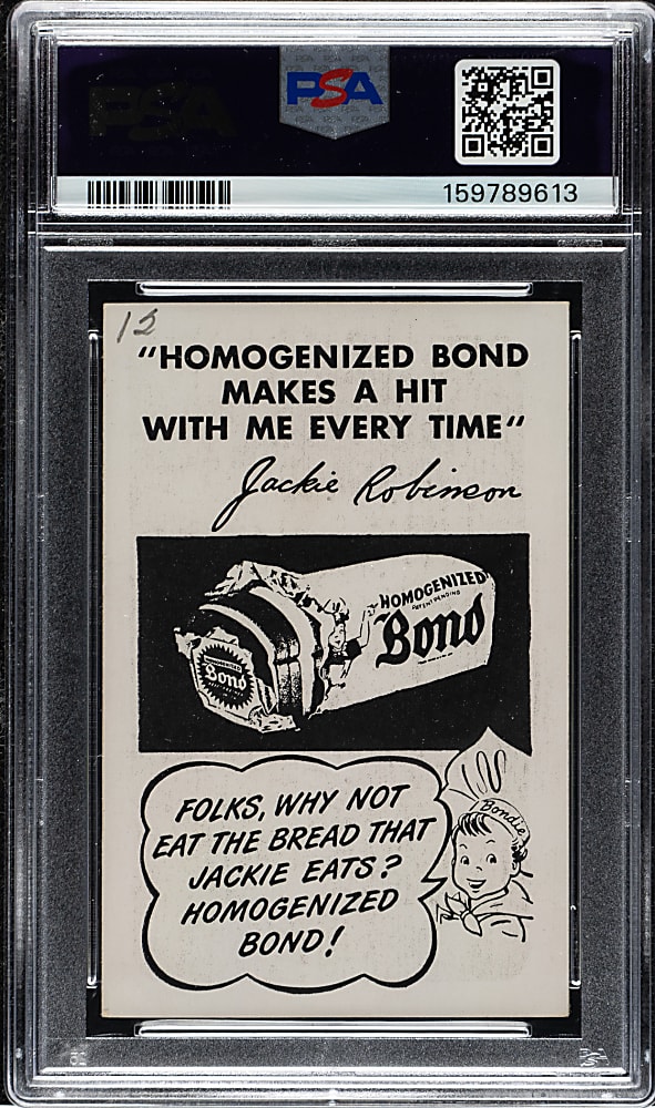 Circa 1947 Bond Bread Jackie Robinson Bat Follow, White Sleeves PSA VG-EX 4 (MK)