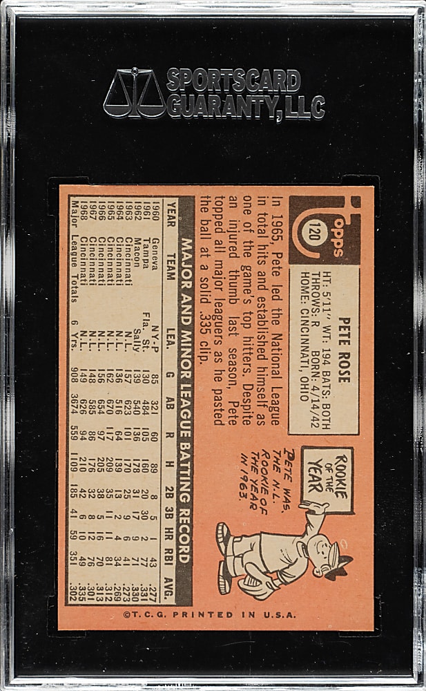 1969 Topps #120 Pete Rose SGC NM/MT+ 92