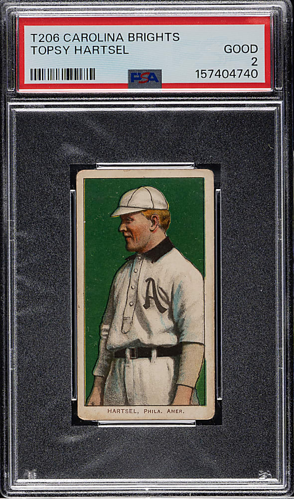 1909-1911 T206 White Border Topsy Hartsel PSA GOOD 2 - Carolina Brights Back