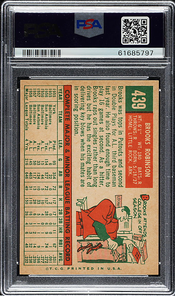 1959 Topps #439 Brooks Robinson PSA MINT 9 - Highest Graded!