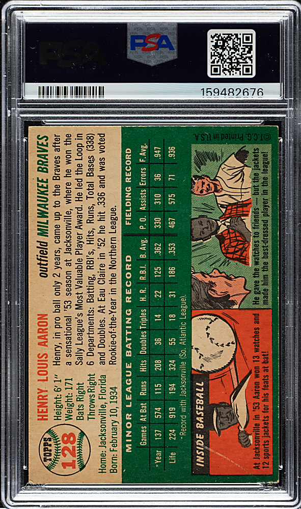 1954 Topps #128 Hank Aaron Rookie PSA VG-EX 4