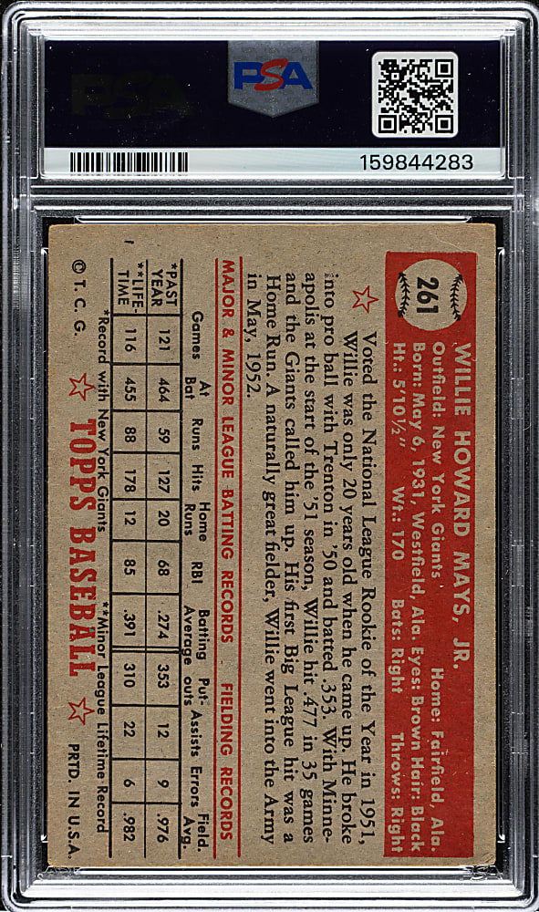1952 Topps #261 Willie Mays PSA GOOD+ 2.5